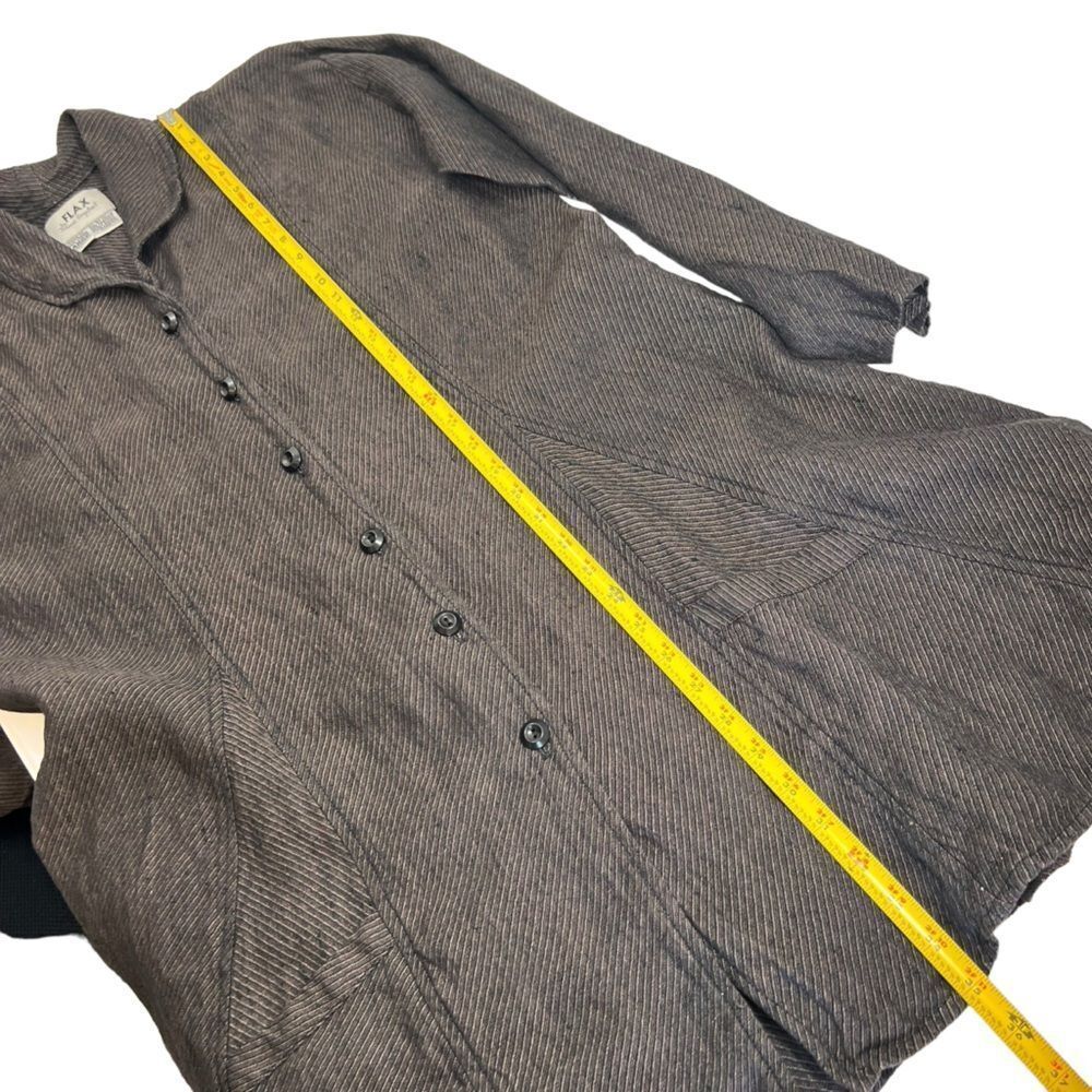 Flax by Jeanne Engelhart Linen Longline Striped Lagenlook Jacket - Picture 9 of 10